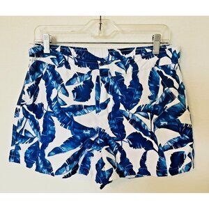 CABANA LIFE Women's M White Blue Leaf Print Board Shorts